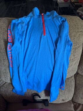 Under Armour Bright Blue Kids Quarter-Zip Jacket with Red Accents